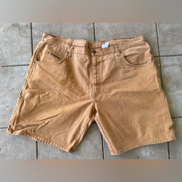 Big Smith Carpenter Work Shorts Camel Brown Duck Canvas Size 44x9.5-measured - Picture 2 of 12